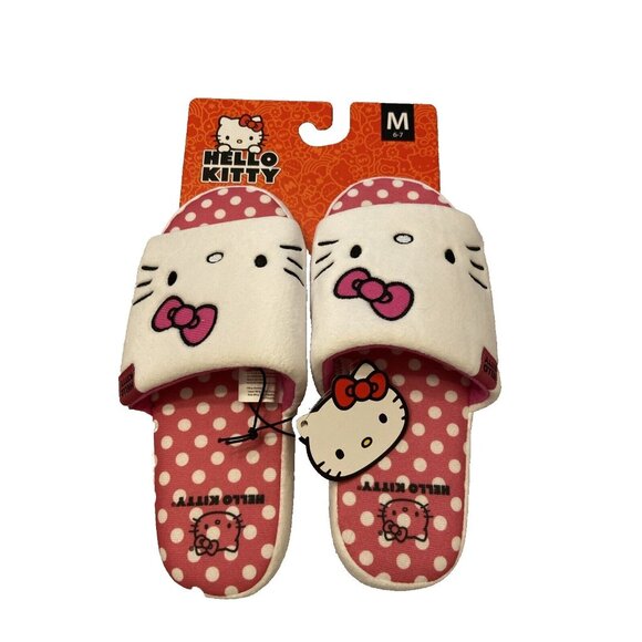 Sanrio Hello Kitty SLIPPERS WOMENS SIZE M 6/7 NEW White Pink - Picture 2 of 8